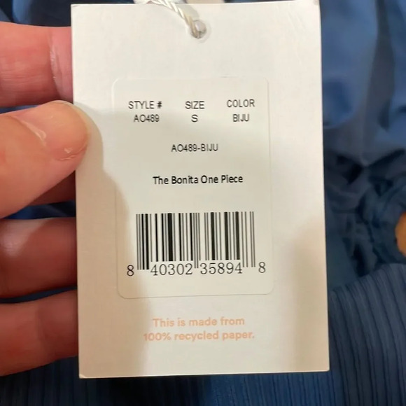 Andie The Bonita One Piece Swimsuit Rib Bijou Blue size S NWT - Picture 5 of 7